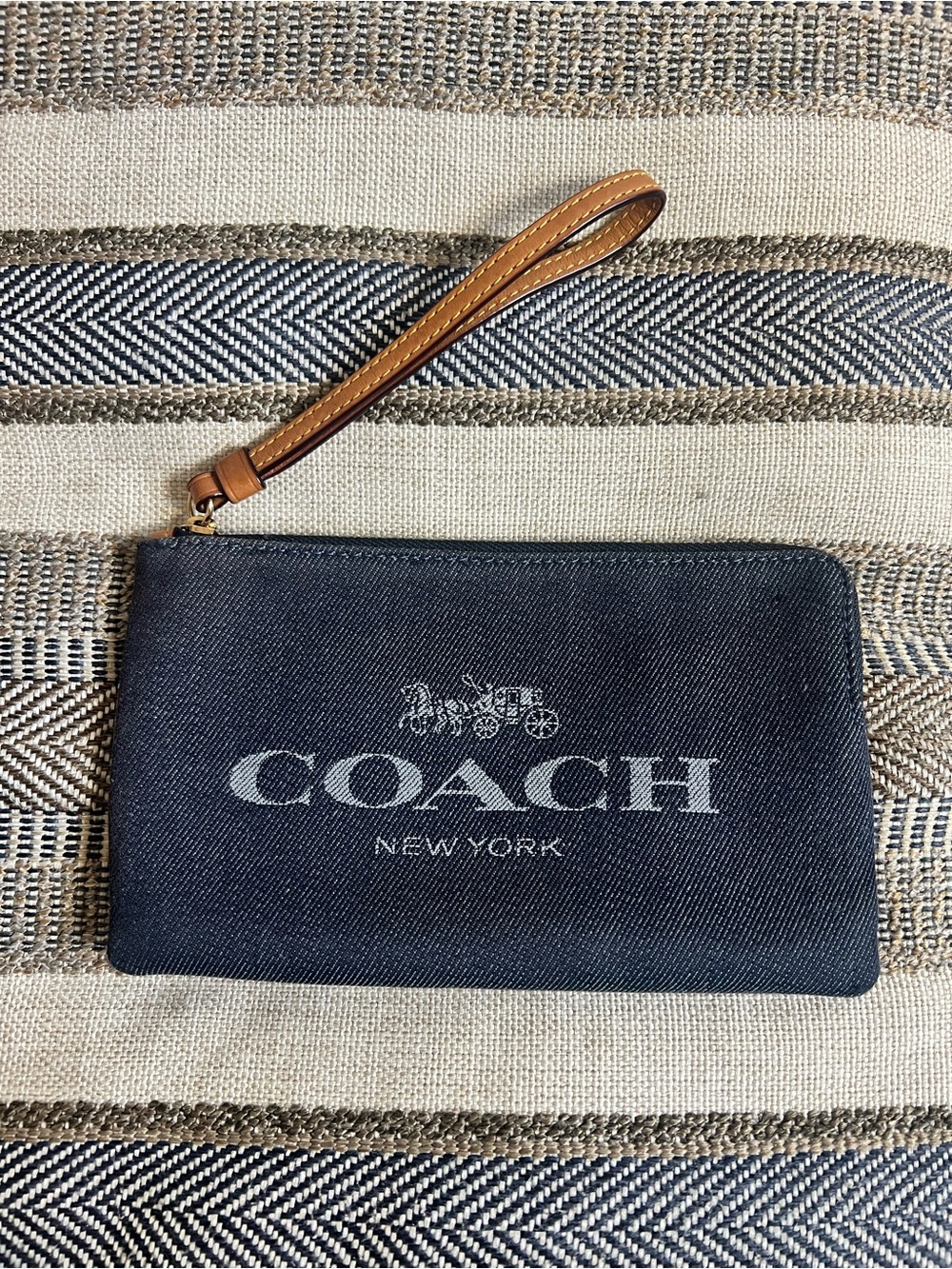 Coach Denim Large Corner Zip Wristlet